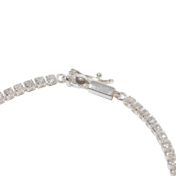 Luv AJ x Alyssa Lynch Silver The Prong-Set Tennis Necklace NEW - Picture 3 of 4